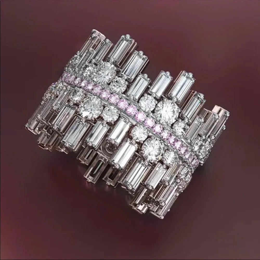 New Women’s 925 Silver White Pink Sapphire Ring - Picture 4 of 11